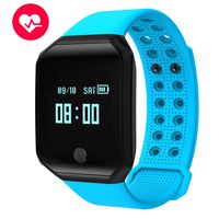 TOPWRX Smart Bracelet Watch IP67 Waterproof,Fitness Tracker with Blood Pressure/Heart Rate Monitor Bluetooth 4.0 for Men Women (Blue)