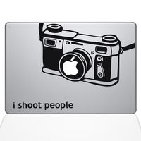 The Decal Guru I Shoot People Camera Decal Vinyl Sticker, 11" MacBook Air, Black (1647-MAC-11A-BLA)