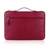 FYY 12-13.5" [Premium Leather] Laptop Sleeve Case Cover Bag for MacBook Pro/ MacBook Air/ iPad Pro 12.9 2018 2017 2016, Laptop Bag for 12"-13.5" Surface Lenovo Dell HP ASUS Acer Chromebook Wine Red