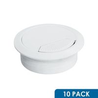 10 Pack Rok Hardware 2-3/8" (60mm) Round White Computer Desk Table Port Wire Cable Organizer Hole Cover Grommet