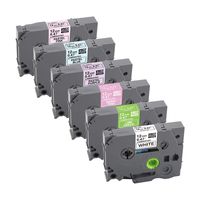 6-Pack Replace Brother TZe 231 MQG35 MQP35 MQF31 MQ531 MQE31 (White/Green/Berry Pink/Purple/Blue/Pink) P Touch TZ 12mm 0.47 Inch Laminated Tape for Brother P-Touch PT-D210 PT-H110 PT-H100 8m 26.2 Feet