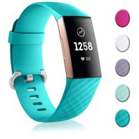 Bands Replacement Compatible for Fitbit Charge 3, Adjustable Wrist Accessories Sport Wristbands for Women&Men (Small, Light Blue)