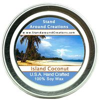 Premium 100% All Natural Soy Wax Aromatherapy Candle - 2oz Tin - Island Coconut: The Sun infused notes of fresh coconut, sweet pineapple and a hint of creamy vanilla unite in our Island Coconut fragrance oil.
