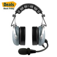 Aviation Pilot Headset, Comfortable Gel Ear Seals Headset, Passive Noise Cancelling, Aux Inputs, Dual Plug and Carrying Case(Grey)