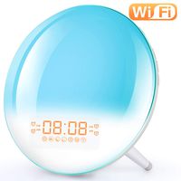 Smart Wake Up Light Alarm Clock - Sunrise Alarm Clock Supports WiFi Control with FM Radio, Sunrise/Sunset Simulation, 4 Alarms, Snooze Function, 7 Colors, 7 Natural Sound & FM Radio, Digital LED Clock