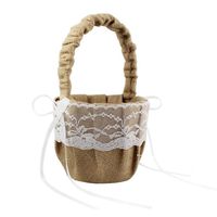 AllHeartDesires Rustic Wedding Hessian Burlap Lace Flower Girl Basket Party Favors