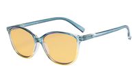 Eyekepper Blue Light Blocking Computer Glasses with Amber Tinted Filter Lens - Large Cat-Eye Stylish Eyeglasses Women - Light Blue Arm