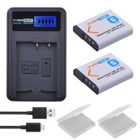 Powertrust 2 Pack 1800mAh NP-BG1 NP-FG1 BG1 Camera Battery and LCD USB Charger For Sony DSC W130 W210 W220 W300 H10 H50 H70 W290 HX7 HX10 HX30 WX10 H55 HX9 T20