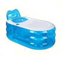 Portable Folding Inflatable Bathtub 145cm Blowup Adult Spa Pool Suitable for Children Kid,Baby,Old people Shower Inflatable Pool Bathroom Home SPA （Fully Inflated 57x31x26 Inches）(Blue)