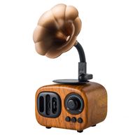 Portable Speakers Wooden Palm Size,Julyfox Wooden Wireless Bluetooth Speakers Palm Small Size Rechargeable with FM Radio Gramophone Retro Design for Car Home Outdoor Travel Use Wooden