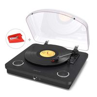 Vinyl Record Player, dodocool 3 Speed Turntable Blue Tooth Record Player with 2 Built in Stereo Speakers, Replacement Needle, Supports RCA Line Out, AUX in, Headphone Jack, Natural Wood