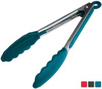 StarPack Premium Silicone Kitchen Tongs 9-Inch - Stainless Steel with Non-Stick Silicone Tips, High Heat Resistant to 600°F, For Cooking, Serving, Grill, BBQ & Salad (Teal Blue)