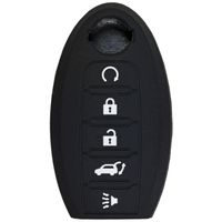 qualitykeylessplus Black Rubber Case Silicone Protective Cover for Nissan 5 Button Remotes with Free KEYTAG