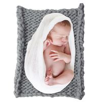 ICOSY Newborn Photography Props, Knit Baby Photo Blanket Rug Props Shoots Chunky Yarn Basket Filler Backdrop Photo Studio Posing Props (20"x20")