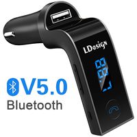 FM Transmitter, LDesign Bluetooth Wireless in-Car FM Radio Adapter Car Kit with Hand Free Call | Stereo 4 Modes Music Play | TF Card &U-Disk Reading Applicable for All Phones -Black