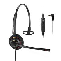 Arama 2.5mm Cordless Phone Headset Mono with Noise Cancelling Microphone Wired Phone Headset for Panasonic Jabra Cisco Polycom Zultys Gigaset DECT Polycom Grandstream (A800CP)