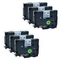 GREENCYCLE Replacement Label Tape Compatible for Brother Tz-141 Tz141 Tze141 Black On Clear 18mm Label Maker Pack of 6