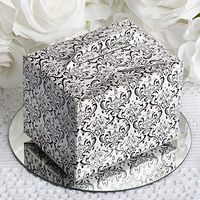 Tableclothsfactory 100 Tote Favor Boxes - Black/White Flocking