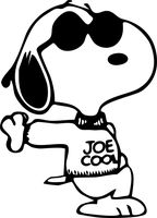 So Cool - Snoopy - Joe Cool - Vinyl 5" tall (Color: BLACK) decal laptop tablet skateboard car windows stickers