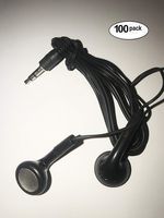 Bulk Wholesale Lot of 100 Black 3.5mm in Ear Earbuds/Headphones / Earphones Great for Schools, Libraries, Hospitals, Kids etc.