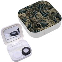 Portable Contact Lens Case Box Travel Kit Mirror + Bottle + Tweezers Container Holder [ Dragons ]