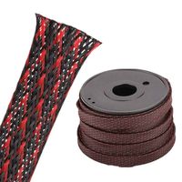 Expandable PET General Purpose 1/2 inch Braided Cable Sleeve,Red&Black-100 Foot