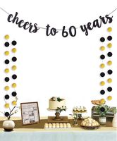 Moohome Cheers to 60 Years Gold Glitter Banner for Adult 60th Birthday Party Supplies Wedding Anniversary Party Decorations