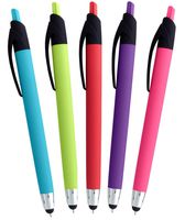 2 in 1 Capacitive Stylus & Ballpoint Pen Combo Soft Touch Grip for Any Tablet or Touchscreen Device (5 Pack)