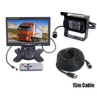 7" Car LCD Monitor Caravan Rear View Kit + 4Pin Waterproof CCD Vehicle Reversing Backup Camera for Bus/Trailer / Truck with 15M Video Cable 12V-24V