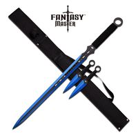 FM-644BL-MC Fantasy Master Fm-644BL Fantasy Ninja Sword & Two Throwing Knives