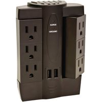 AXIS 45514 6-Outlet Swivel Surge Protector with 2 USB Ports (Black) Computers, Electronics, Office Supplies, Computing