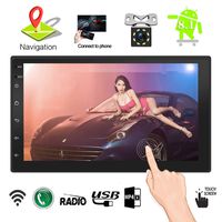 Upgraded 7 Inch Touch Screen Android 7.1 QuadCore CPU Double Din Car Stereo in Dash GPS Navigation Surport BT WiFi Car Radio Audio Vehicle Headunit with Free Rear Camera and Car Tuning Tools