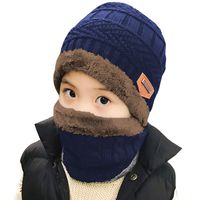 Winter Hat Scarf for Boys Girls Kids (5-14 Years) Slouchy Beanie Windproof Warm Knit Snow HINDAWI Infinity Scarf Skull Cap Navy Blue