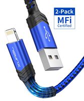 Lightning iPhone Charger Cable 2-Pack 6ft, JSAUX [Apple MFi Certified] Nylon Braided Fast Charging Cord Compatible with iPhone 11 Xs Max X XR 8 7 6s 6 Plus SE 5 5s 5c, iPad, iPod - Blue