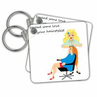 Hairstylist at Work with Text - Key Chains, 2.25 x 2.25 inches, set of 2 (kc_204487_1)