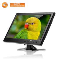 Hikity 10.1 Inch HDMI CCTV Monitor HD 1024X600 LCD Screen with USB HDMI VGA BNC AV Input Speaker Output Mp5 Function for PC TV DVR Display CCTV Camera X-Box