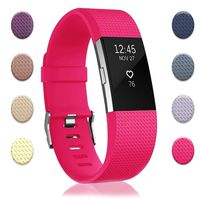 Bands Replacement Compatible for Fitbit Charge 2, Adjustable Wrist Accessories Sport Wristbands for Women&Men (Rose Red-D, Large)