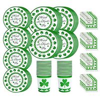 Rocinha St Patrick’s Day Paper Plates Napkins Cups, 24 Set Shamrocks Disposable Dinnerware Irish Party Supplies Decoration
