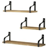Love-KANKEI Floating Shelves Wall Mounted Set of 3, Rustic Wood Wall Storage Shelves for Bedroom, Living Room, Bathroom, Kitchen, Office and More Carbonized Black