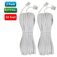 Telephone Landline Cord Phone Cord(10M 32Ft) Telephone Line Extension Cord Cable Wire Male to Male RJ11 6P4C Plug Landline Telephone Fax Machine (2 Pack,White)