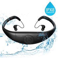 Tayogo Waterproof MP3 Player, IPX8 Swimming Headphones with Shuffle Feature - Black