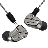 RevoNext QT5 in Ear Monitor, Noise-Isolating Dual Driver 1DD+1BA Balanced Armature with Dynamic Heavy Metal Shell Deep Bass Wired Earbuds with Detachable Cables(Gun Color)