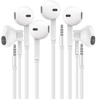 Headphones with Microphone, Certified PowerBoost in-Ear 3.5mm Noise Cancelling Sport Stereo Earphones Headset for iPhone iPad iPod Laptop Tablet Android LG HTC Smartphones (White) 3 Pack