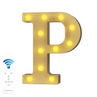YOUZONE Newly Upgrade LED Letter Lights Marquee Alphabet Light Up Letters with Remote Control Timer Dimmable Battery Powered for Events Wedding Party Birthday Home Bar Decoration (RC-P)