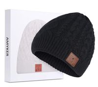 ASIILOVI Bluetooth Beanie, Bluetooth 5.0 Wireless Winter Warm Knit Hats Cap with Double Inner Lining Fleece, Mic and HD Speakers, Gifts for Outdoors Family Thanksgiving Christmas-Unisex (02-Black)