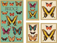 Entertaining with Caspari Gift Set Jumbo Type - 2 Score Pads & Bridge Tallies (Package of 24) (Deyrolle Butterflies)