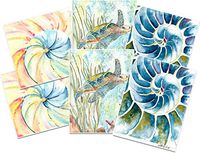 Beach Collection Blank Note Card Assortment: 6 Artistic All Occasion Watercolor Cards, with Envelopes