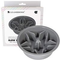 Leashboss Slow Feed Dog Bowl for Raised Pet Feeders - Maze Food Bowl Compatible with Elevated Diners (1.5 Cup - 6-6.25 Inch Feeder Holes, Gray)