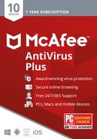 McAfee AntiVirus Plus, 10 Device, Internet Security Software, 1 Year Subscription- [Key card]- 2020 Ready