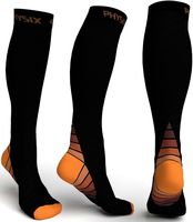 Physix Gear Compression Socks for Men & Women 20-30 mmhg, Best Graduated Athletic Fit for Running Nurses Shin Splints Flight Travel & Maternity Pregnancy - Boost Stamina Circulation & Recovery ORG LXL